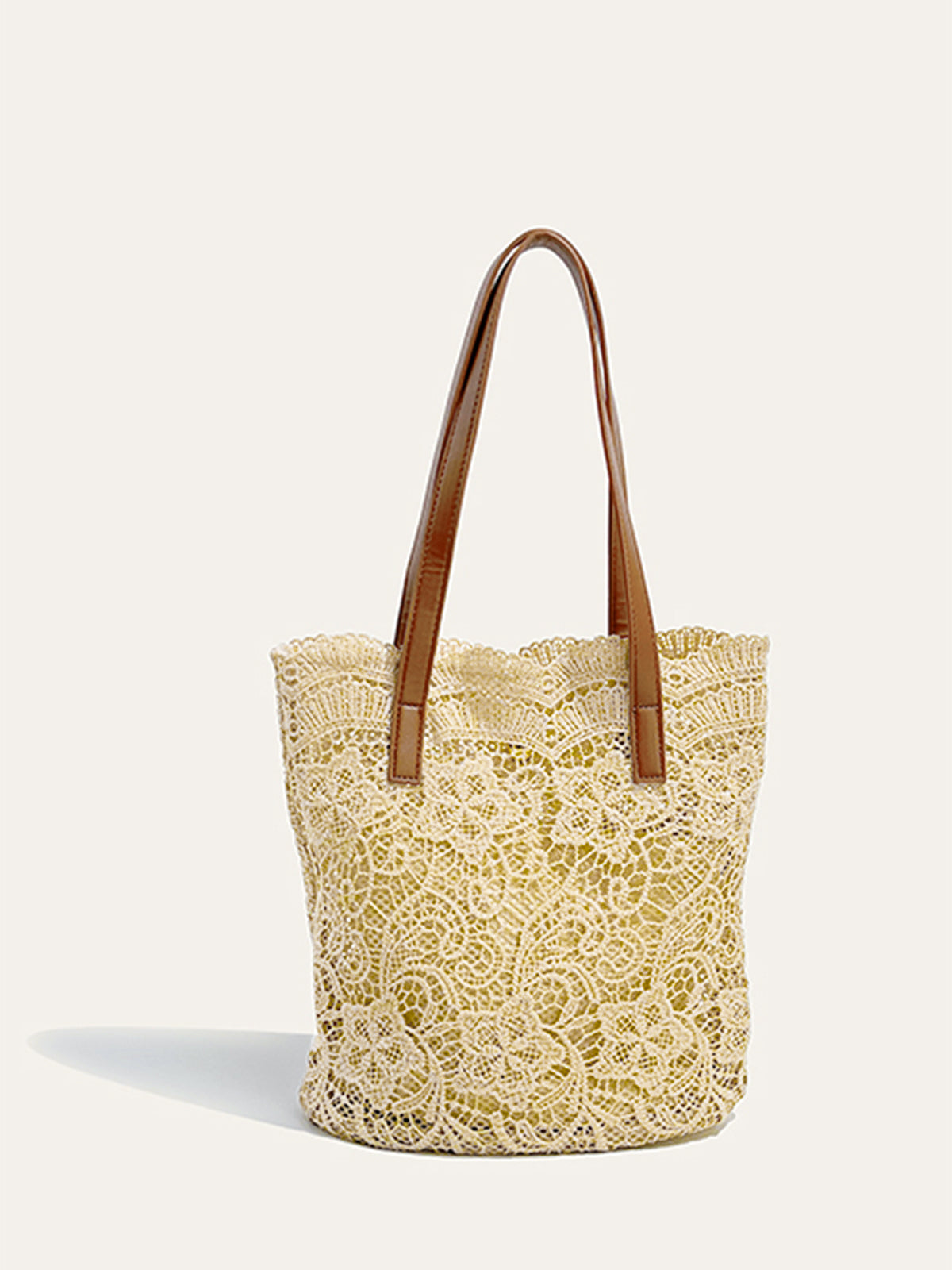 Lace Embellished Tote Bag