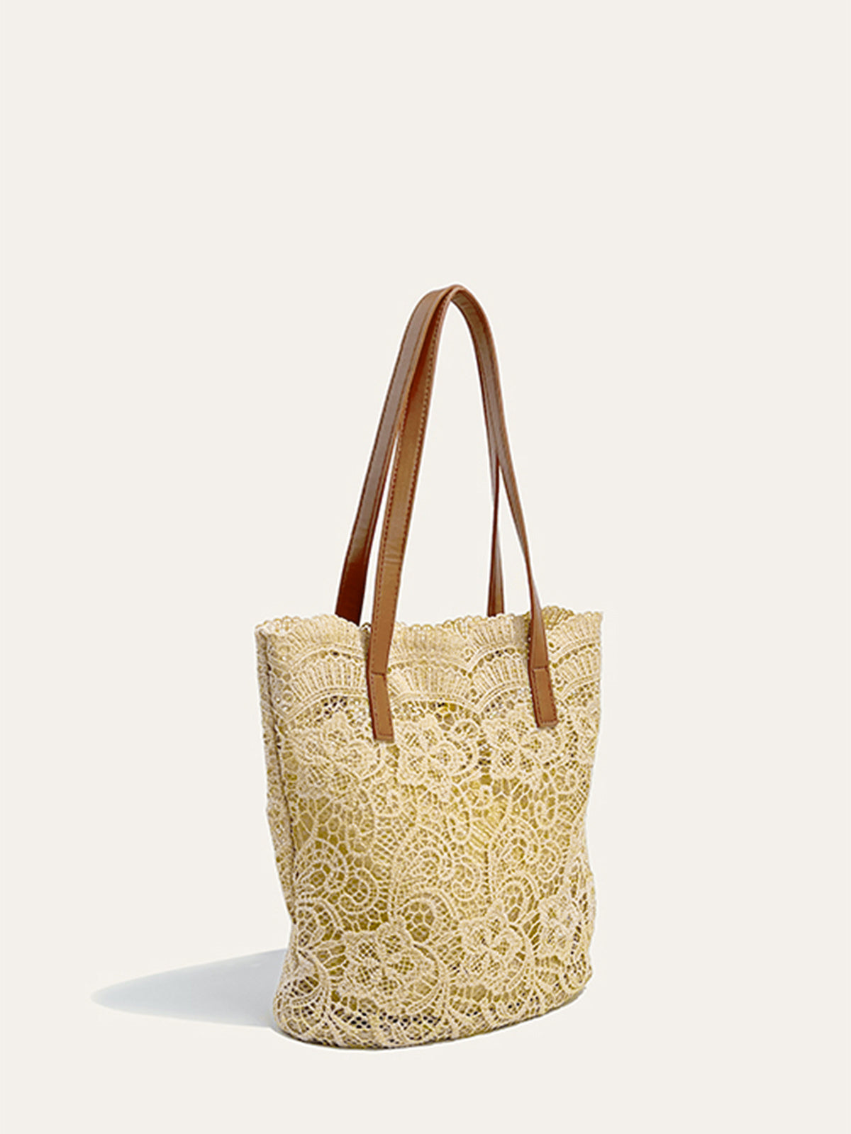 Lace Embellished Tote Bag