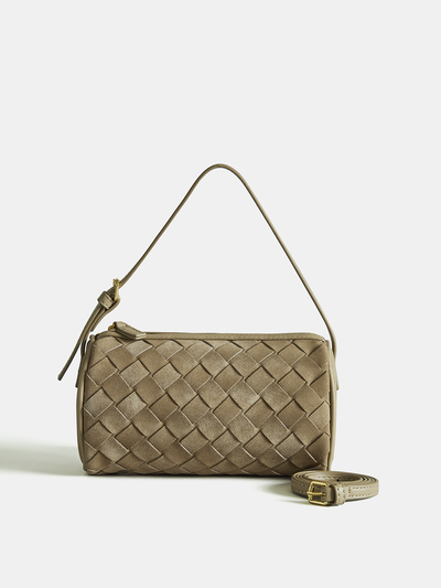 Woven Frosted PU Leather Shoulder Bag
